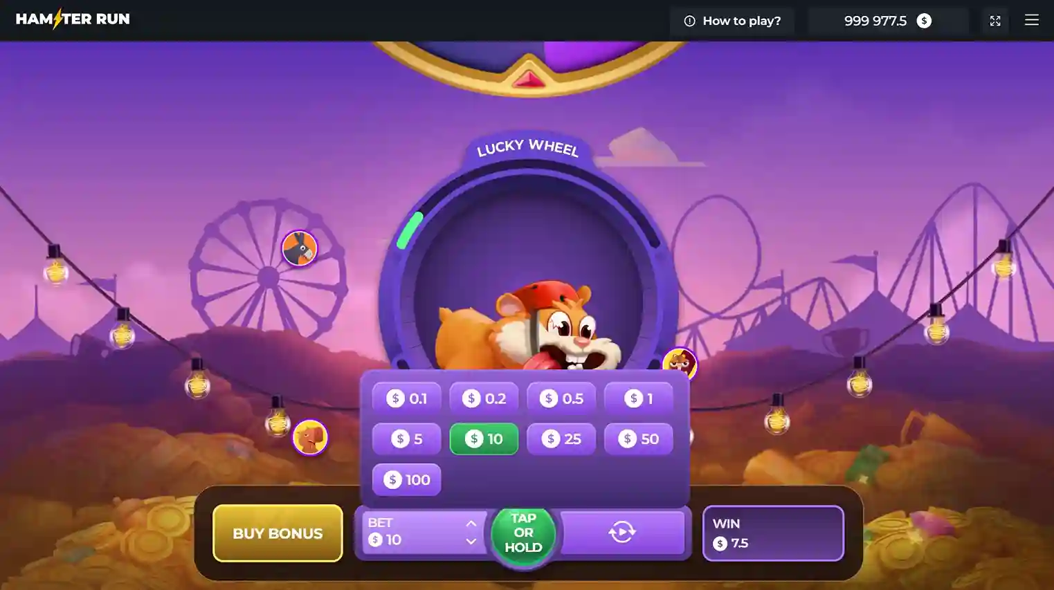 Hamster Run free bonus energy activating mini slot